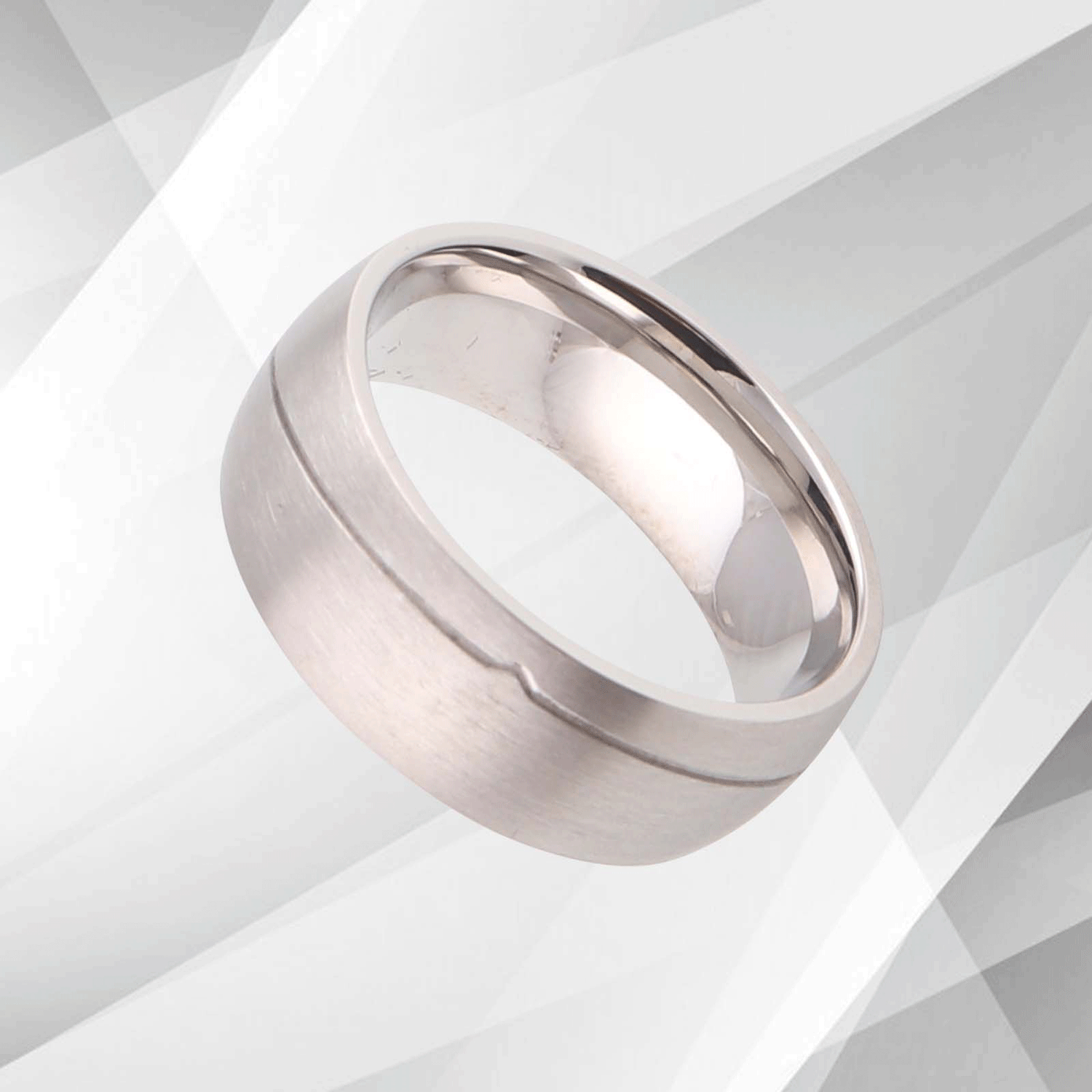 Men’s 18Ct White Gold Over Titanium Wedding Engagement Anniversary.