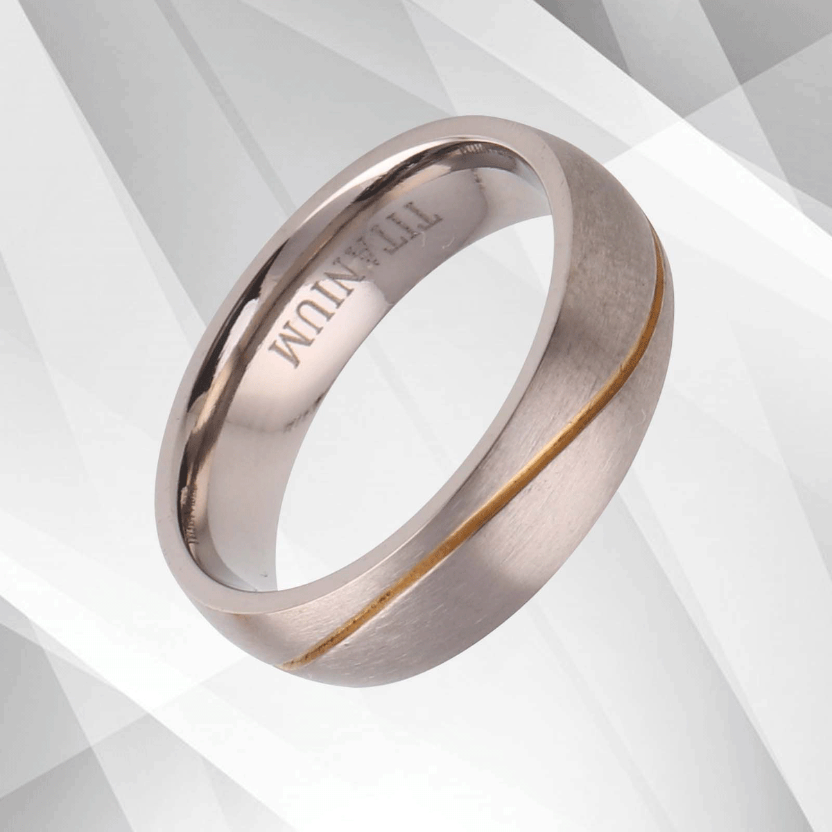 Gorgeous Mens Wedding Titanium Premium Band Ring 18Ct Yellow And White.