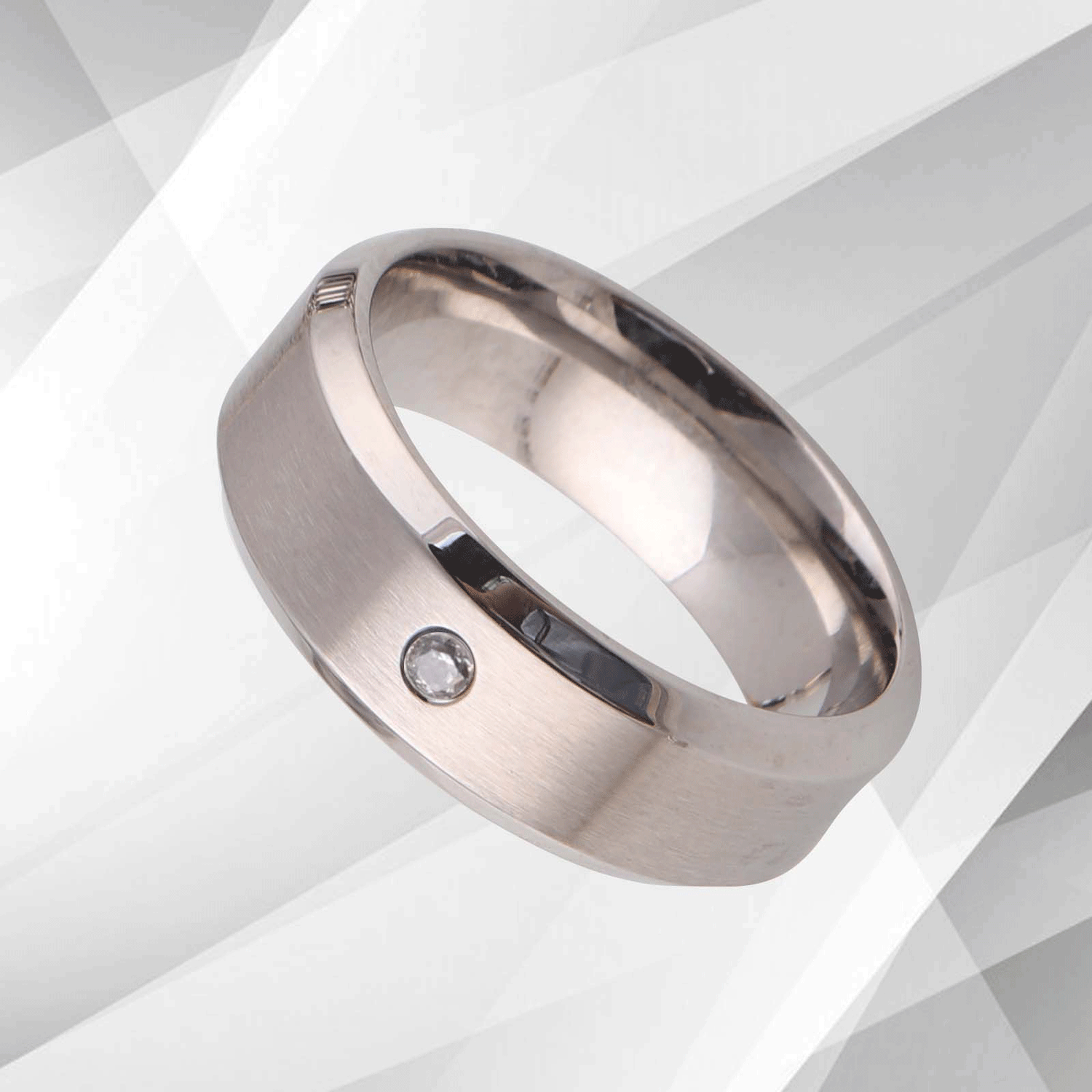 0.35Ct C Z Diamond Titanium Engagement Wedding Band Ring 18Ct White.