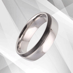 Mens Titanium Wedding Anniversary Band Ring D Shaped 18Ct White Gold.