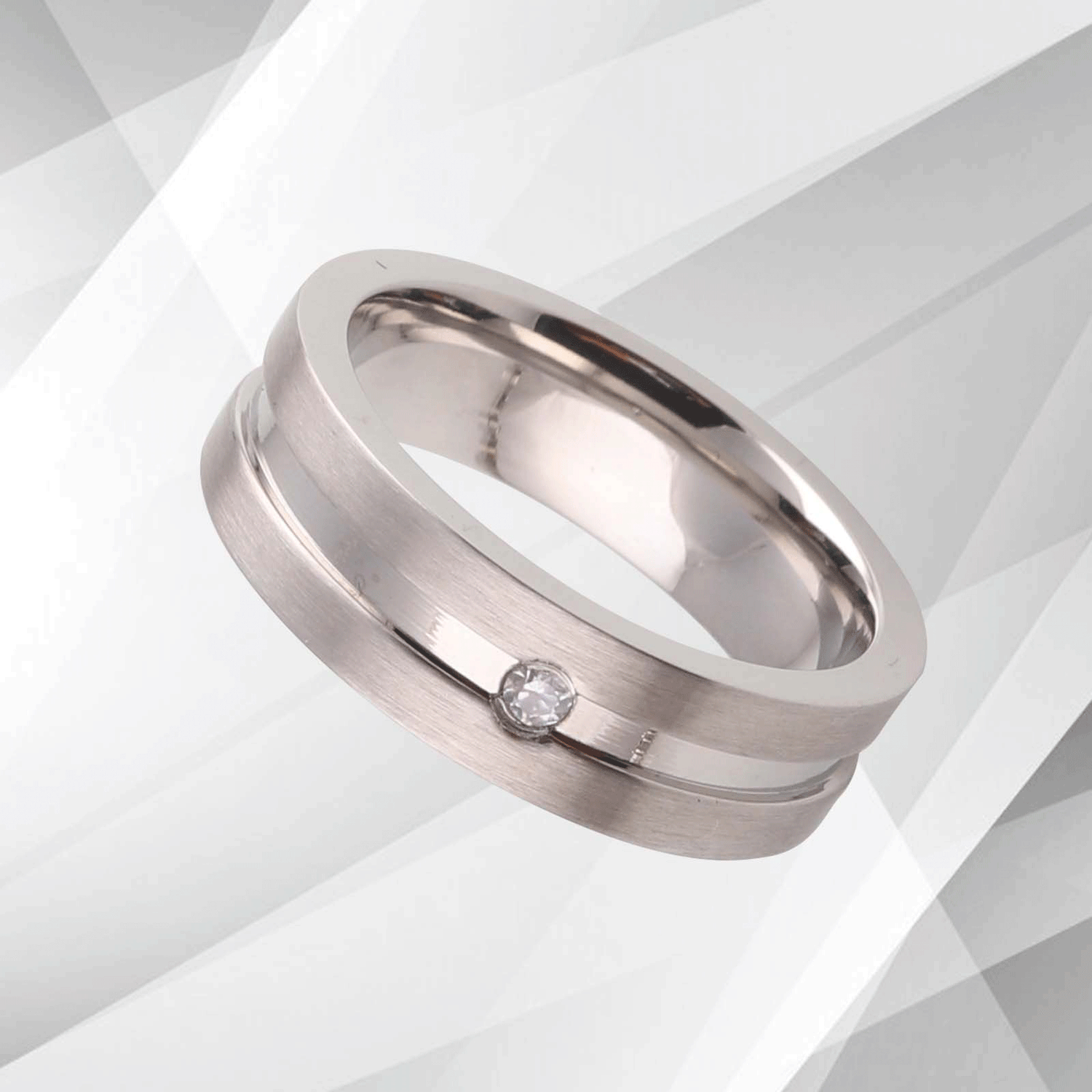 Titanium Wedding Ring 0.35Ct C Z Diamond Anniversary Band 18Ct White.