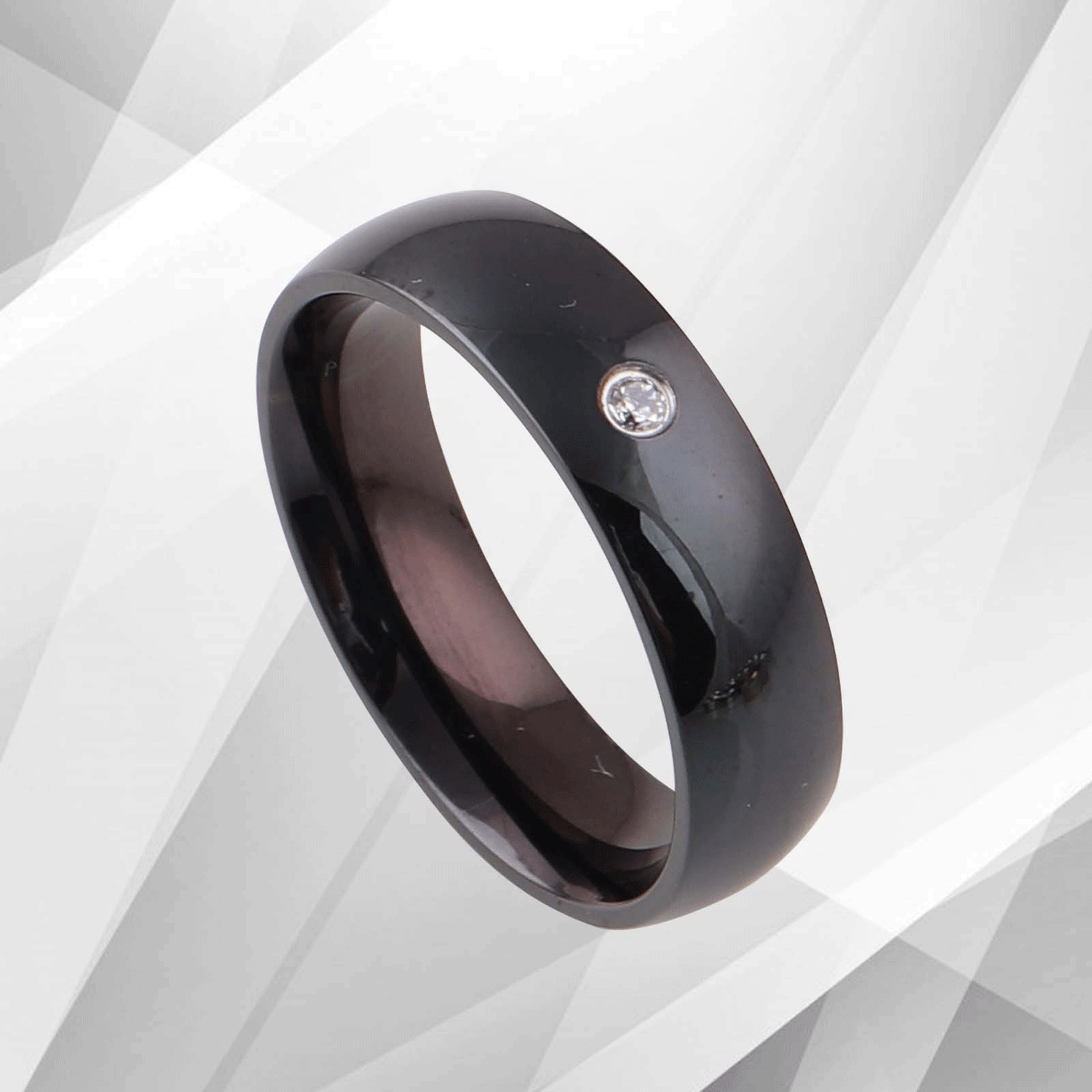 0.35Ct C Z Diamond Ring Anniversary Engagement Black Titanium Band.