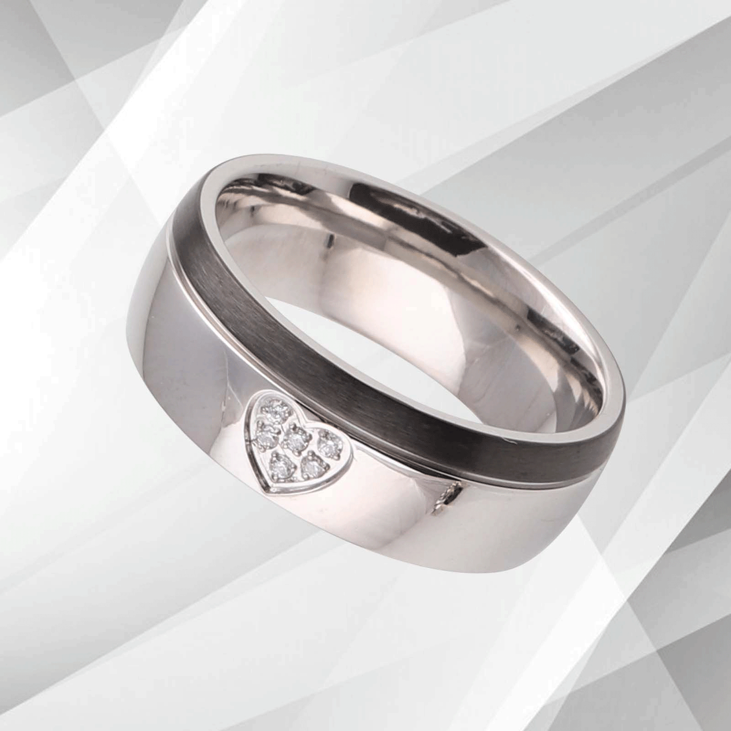 Six 0.35Ct C Z Diamonds Light Titanium Engagement Ring 18Ct White Gold.