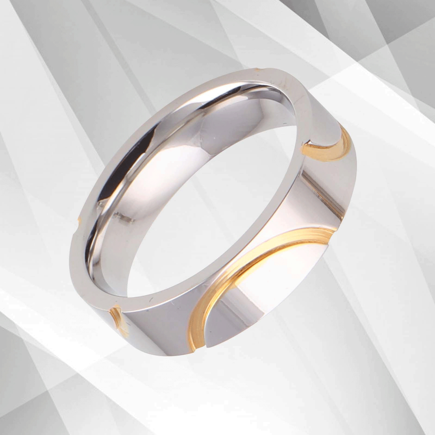 Men’s 6mm Flat Titanium 18Ct White And Yellow Gold Over Engagement.