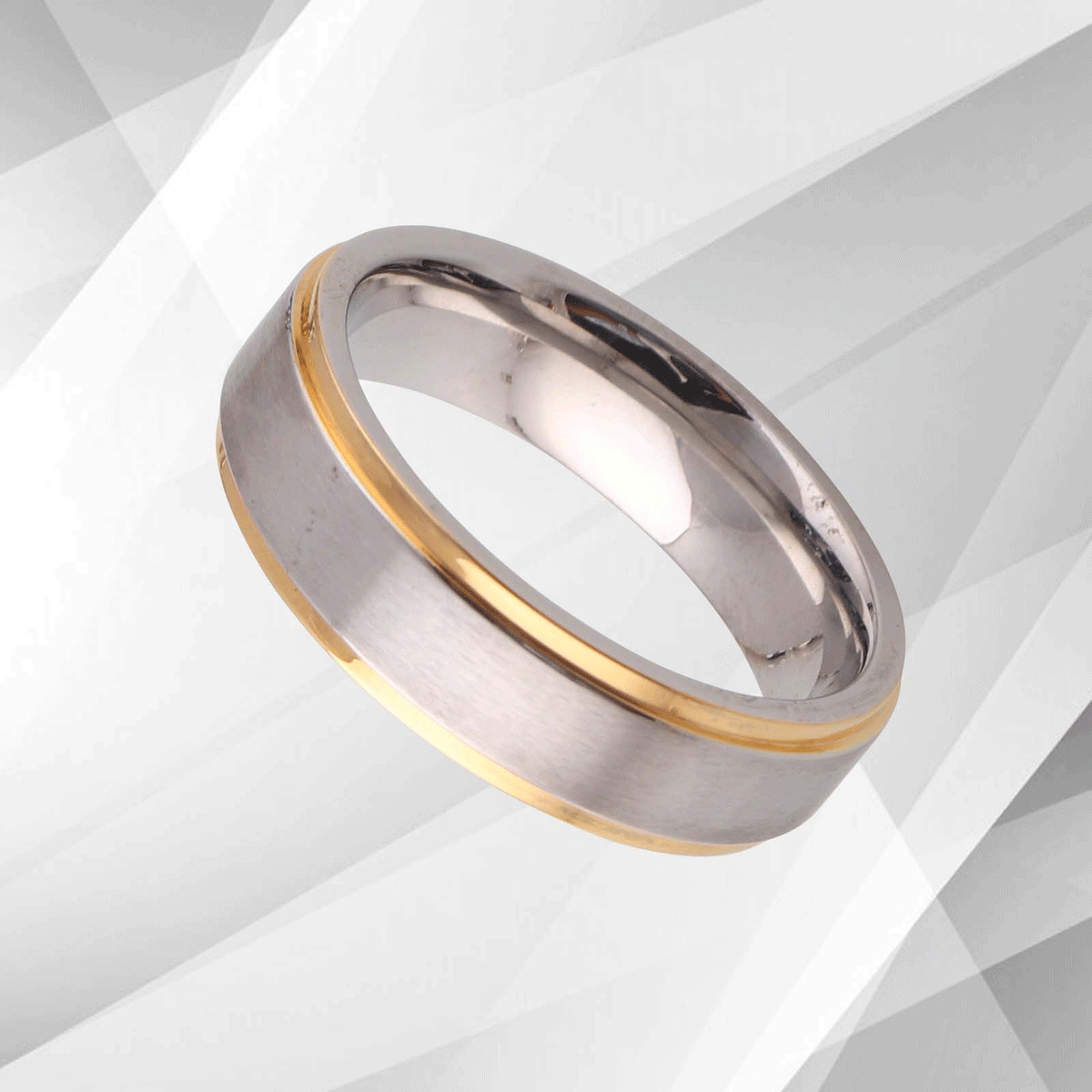 6mm Mens Gents Titanium Engagement Wedding Ring 18Ct Yellow & White.