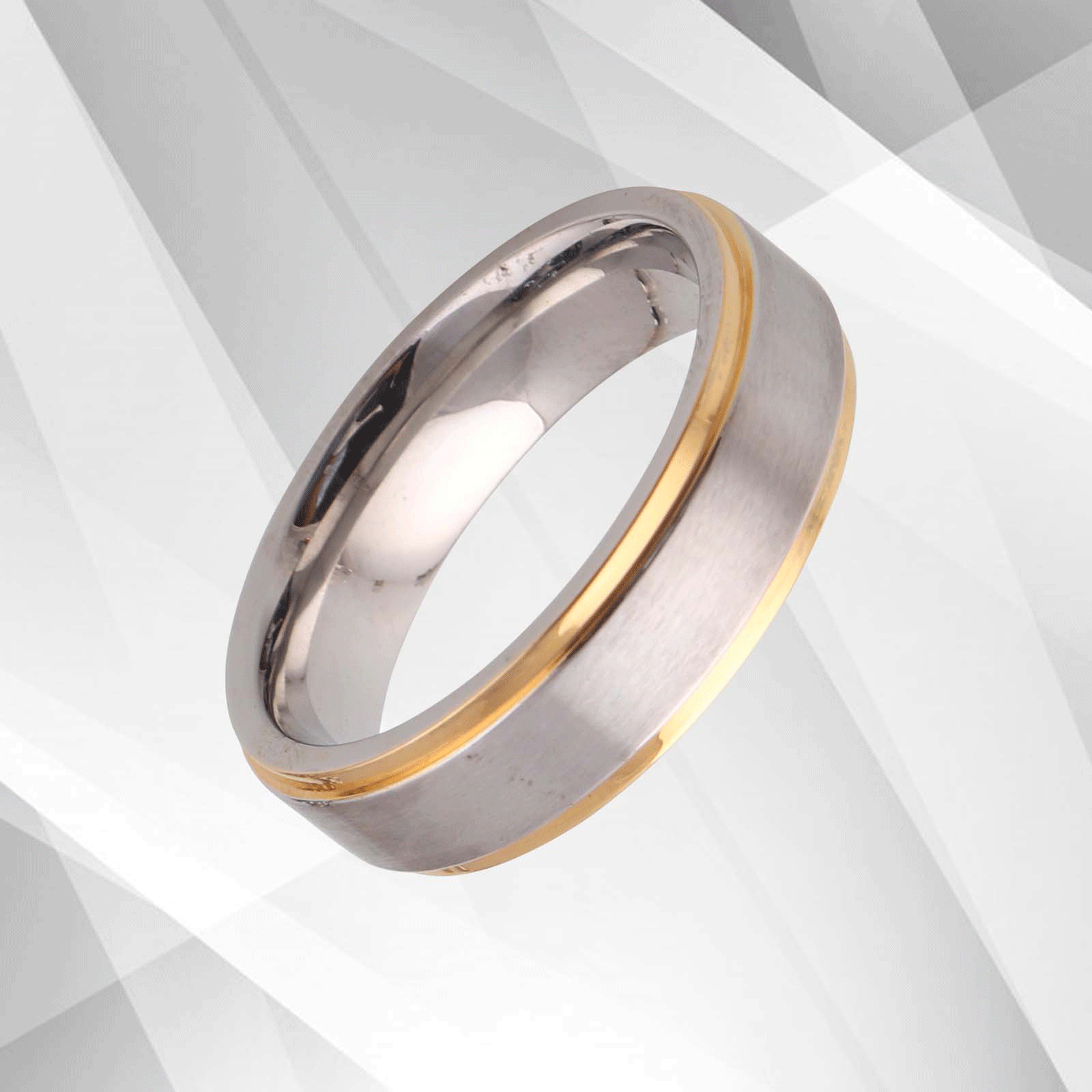 6mm Mens Gents Titanium Engagement Wedding Ring 18Ct Yellow & White.