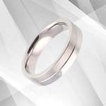 Sleek Mens Flat Shape Titanium Wedding Engagement Band Ring 18Ct White.