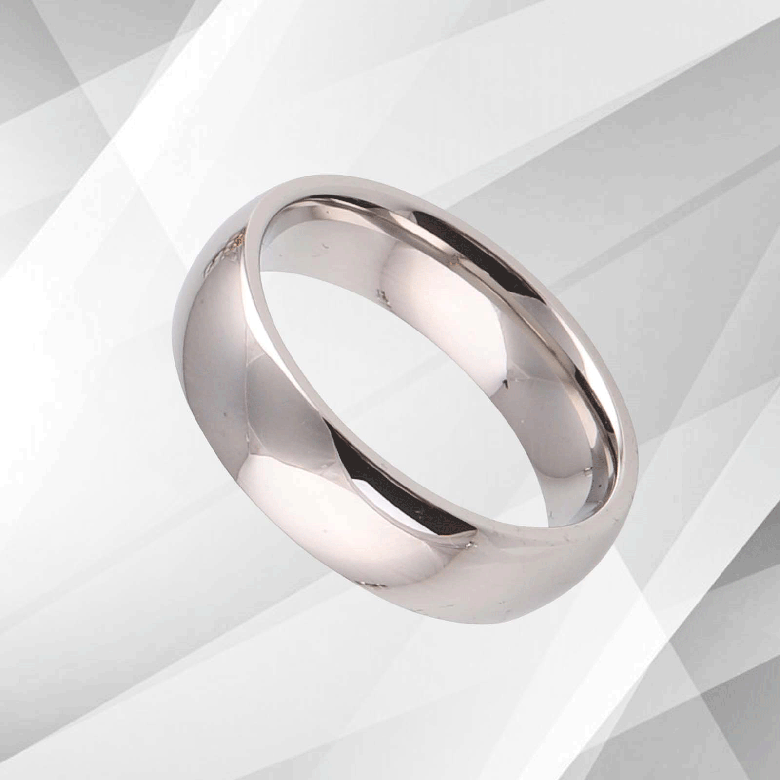 6mm Men’s Wedding Anniversary Titanium Band Ring Sparkling 18Ct White.