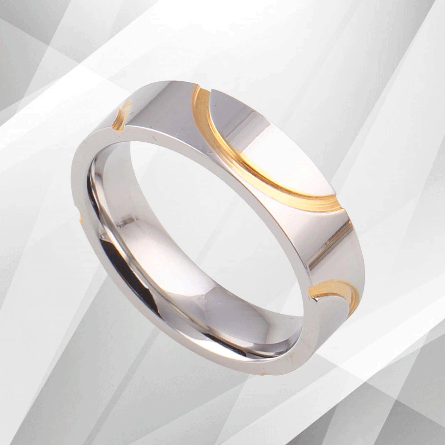 Men’s 6mm Flat Titanium 18Ct White And Yellow Gold Over Engagement.