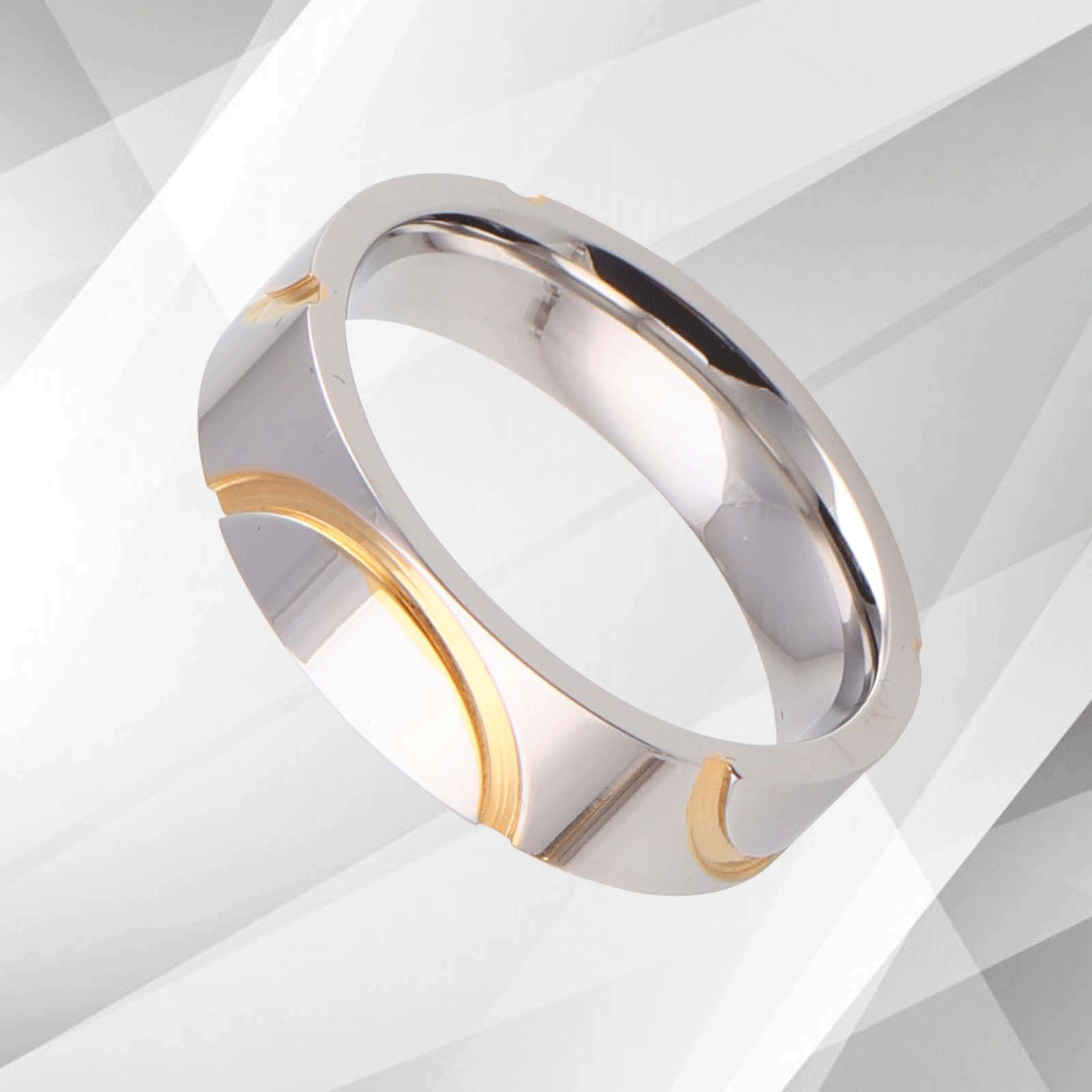 Men’s 6mm Flat Titanium 18Ct White And Yellow Gold Over Engagement.