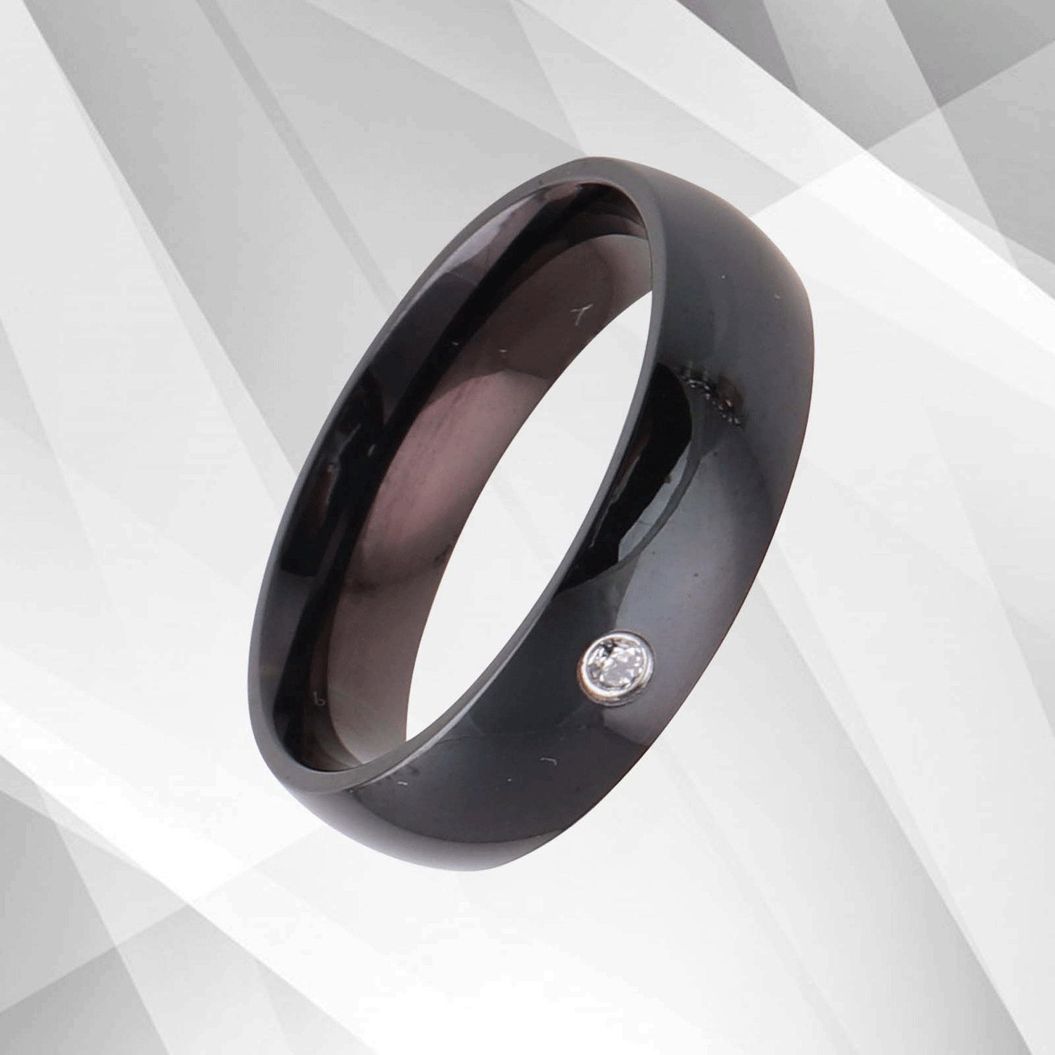 0.35Ct C Z Diamond Ring Anniversary Engagement Black Titanium Band.