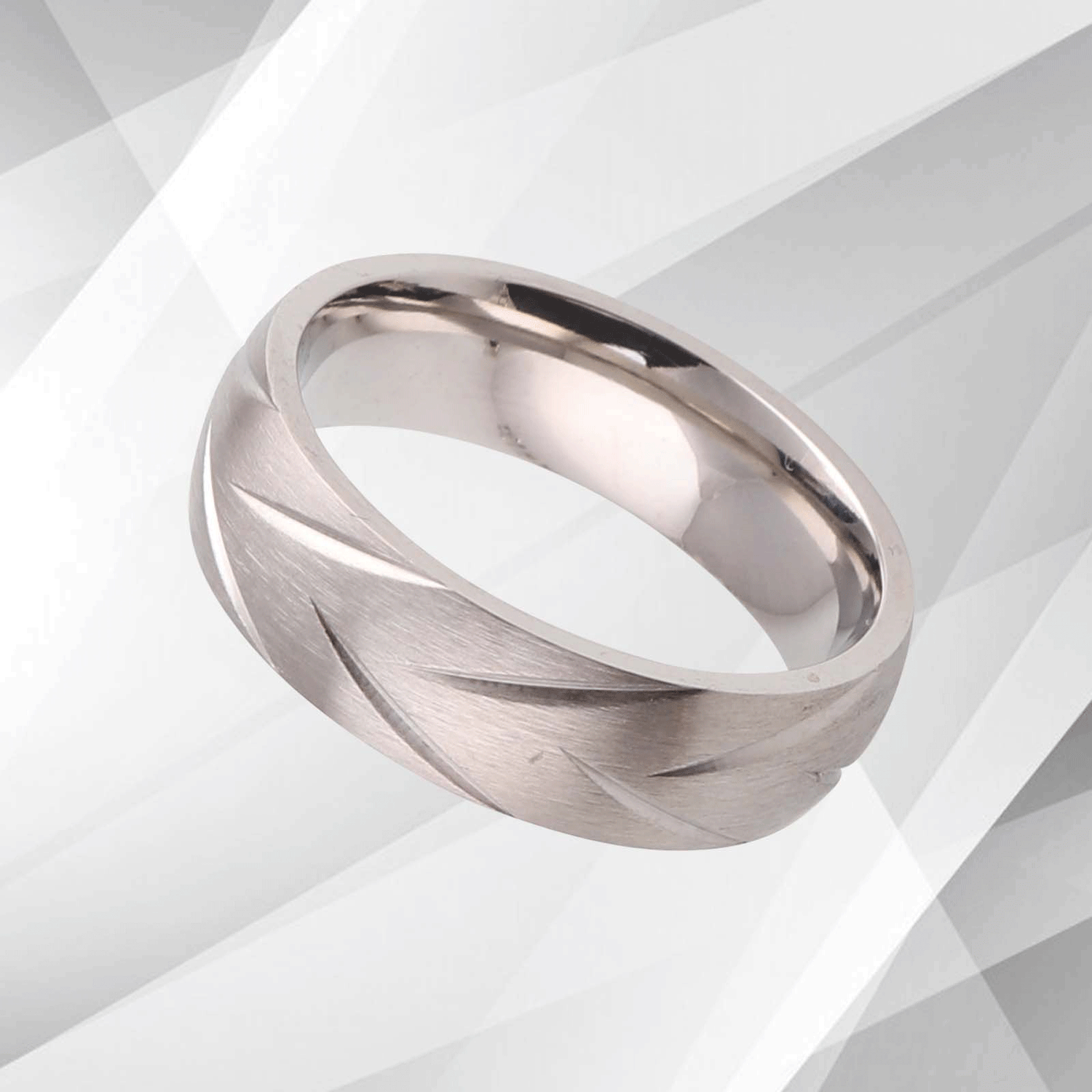 New Contemporary 6mm Titanium Engagement Wedding Band Ring 18Ct White.