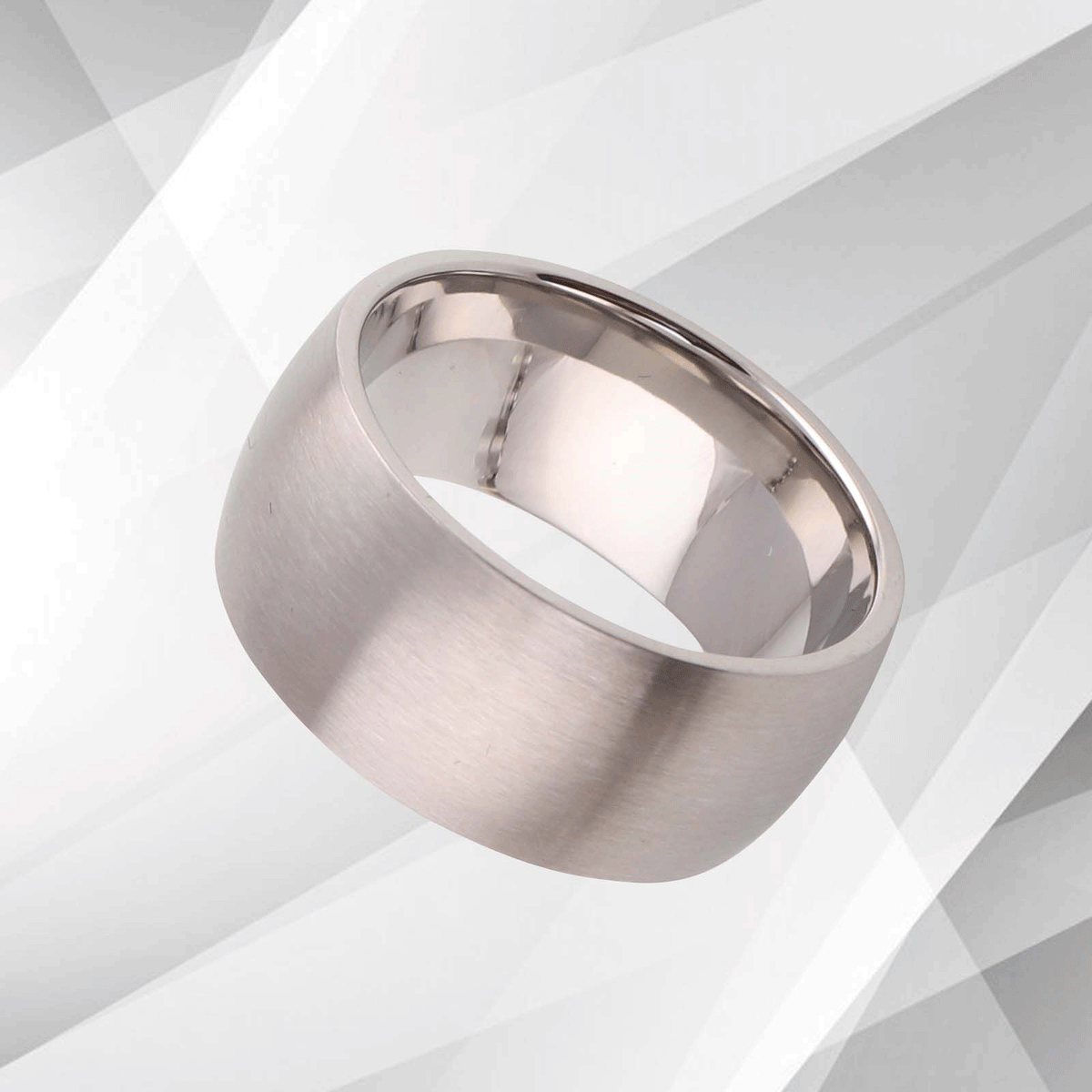 UK Men’s D Shaped 18Ct White Gold Over Extra Wide Titanium Engagement.