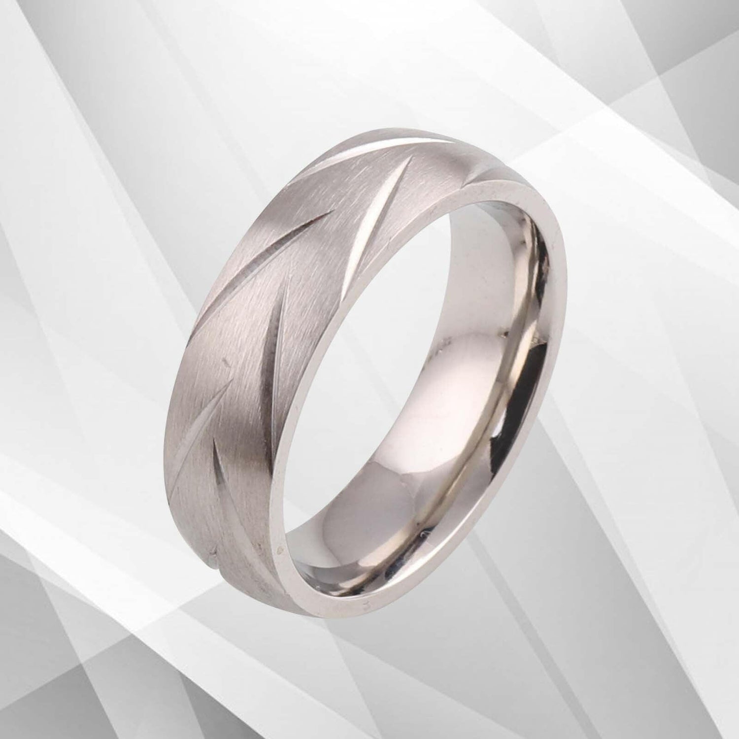 New Contemporary 6mm Titanium Engagement Wedding Band Ring 18Ct White.