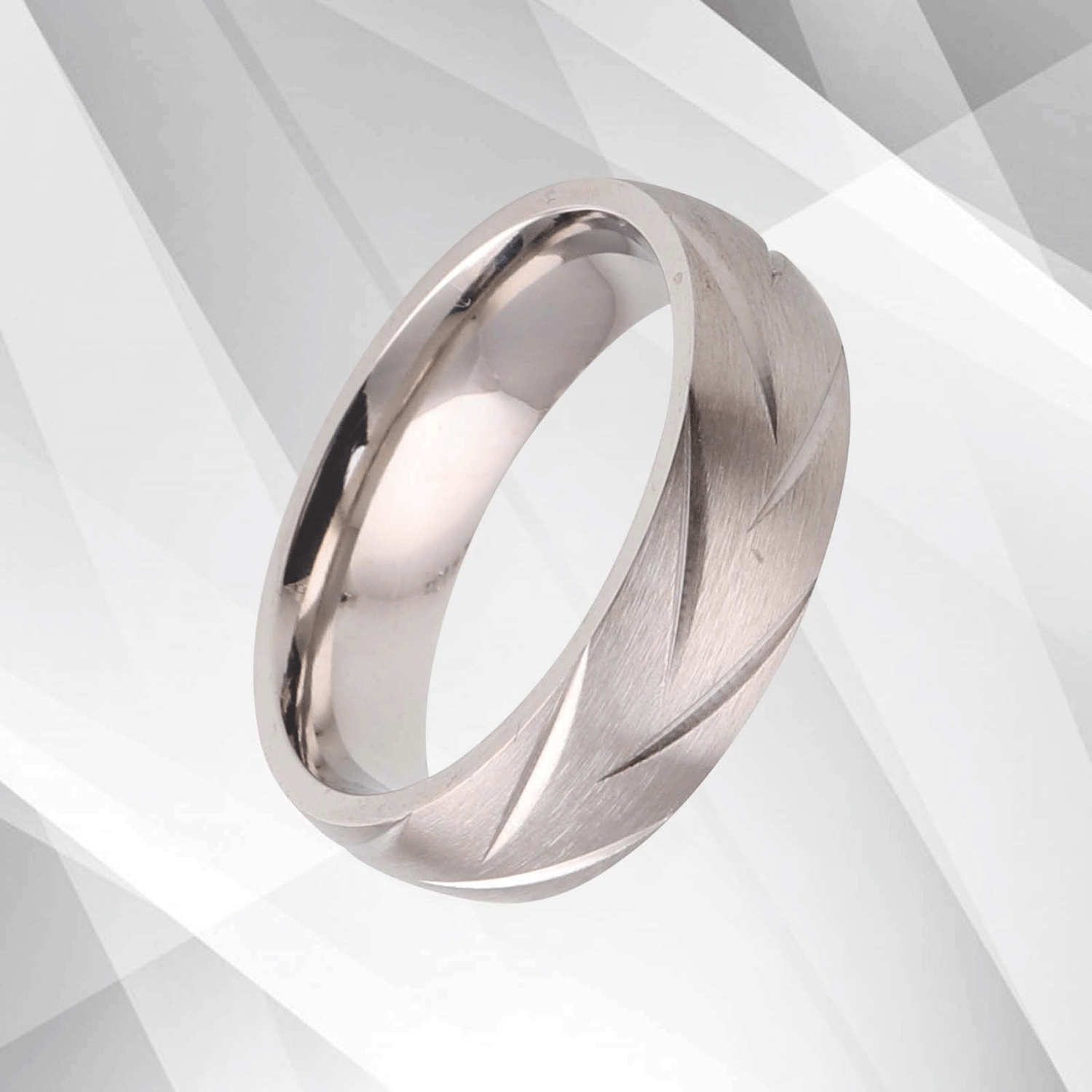 New Contemporary 6mm Titanium Engagement Wedding Band Ring 18Ct White.