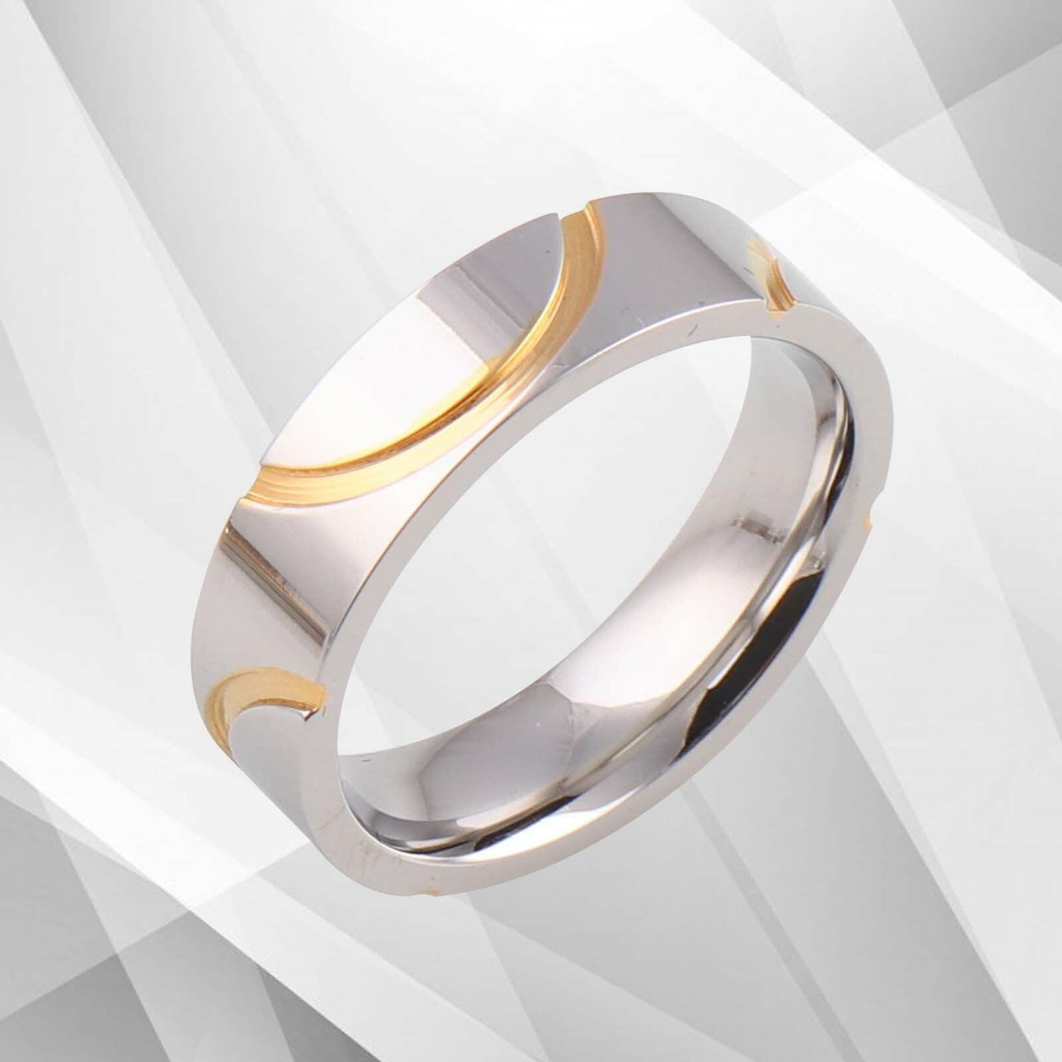 Men’s 6mm Flat Titanium 18Ct White And Yellow Gold Over Engagement.