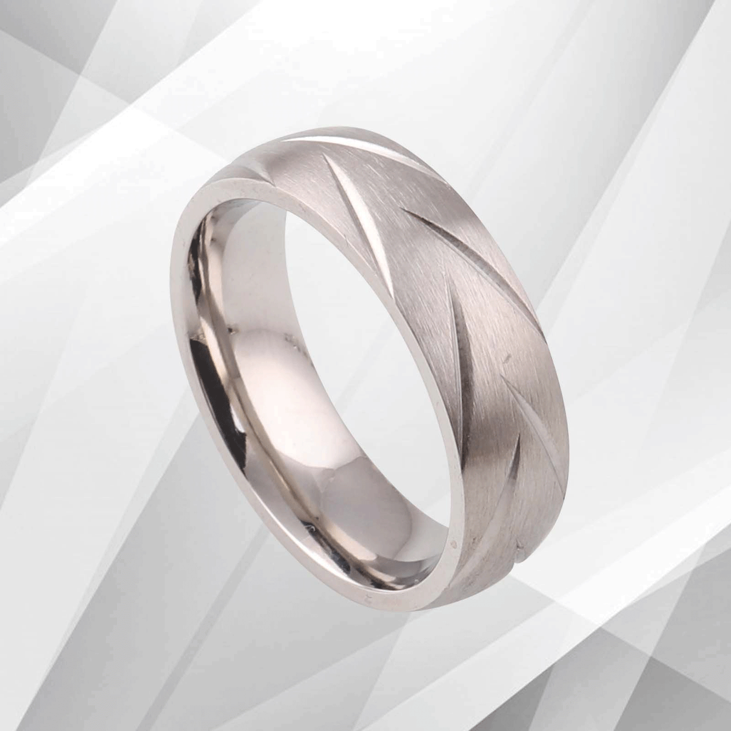 New Contemporary 6mm Titanium Engagement Wedding Band Ring 18Ct White.