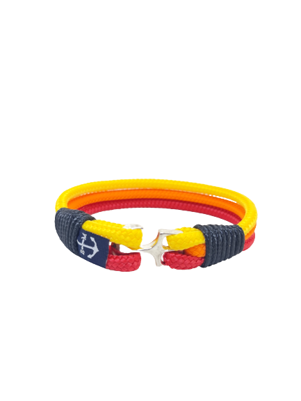 Pulsera náutica roja, naranja y amarilla