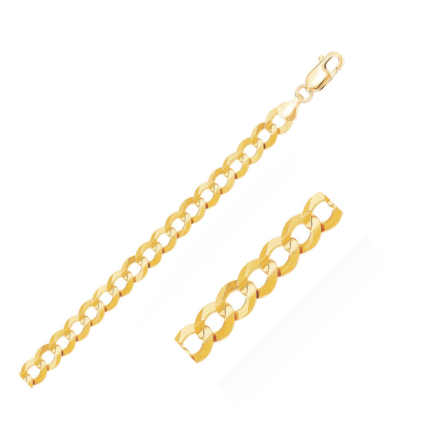 8.2mm 14k Yellow Gold Solid Curb Bracelet - Selectique 