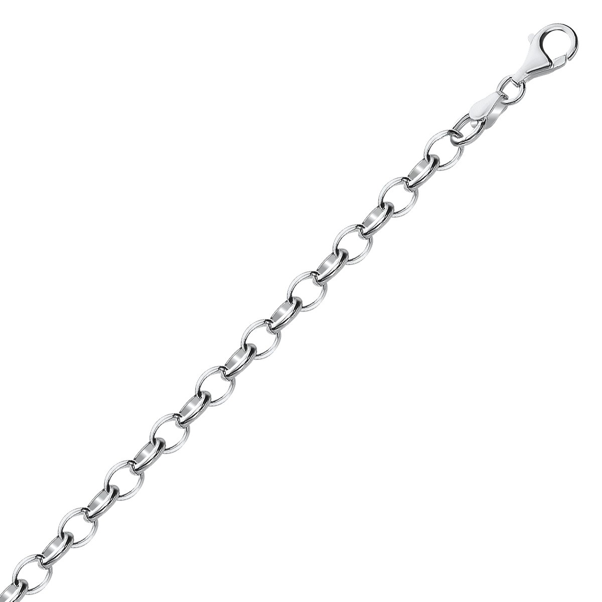 Sterling Silver Polished Charm Bracelet with Rhodium Plating - Selectique 