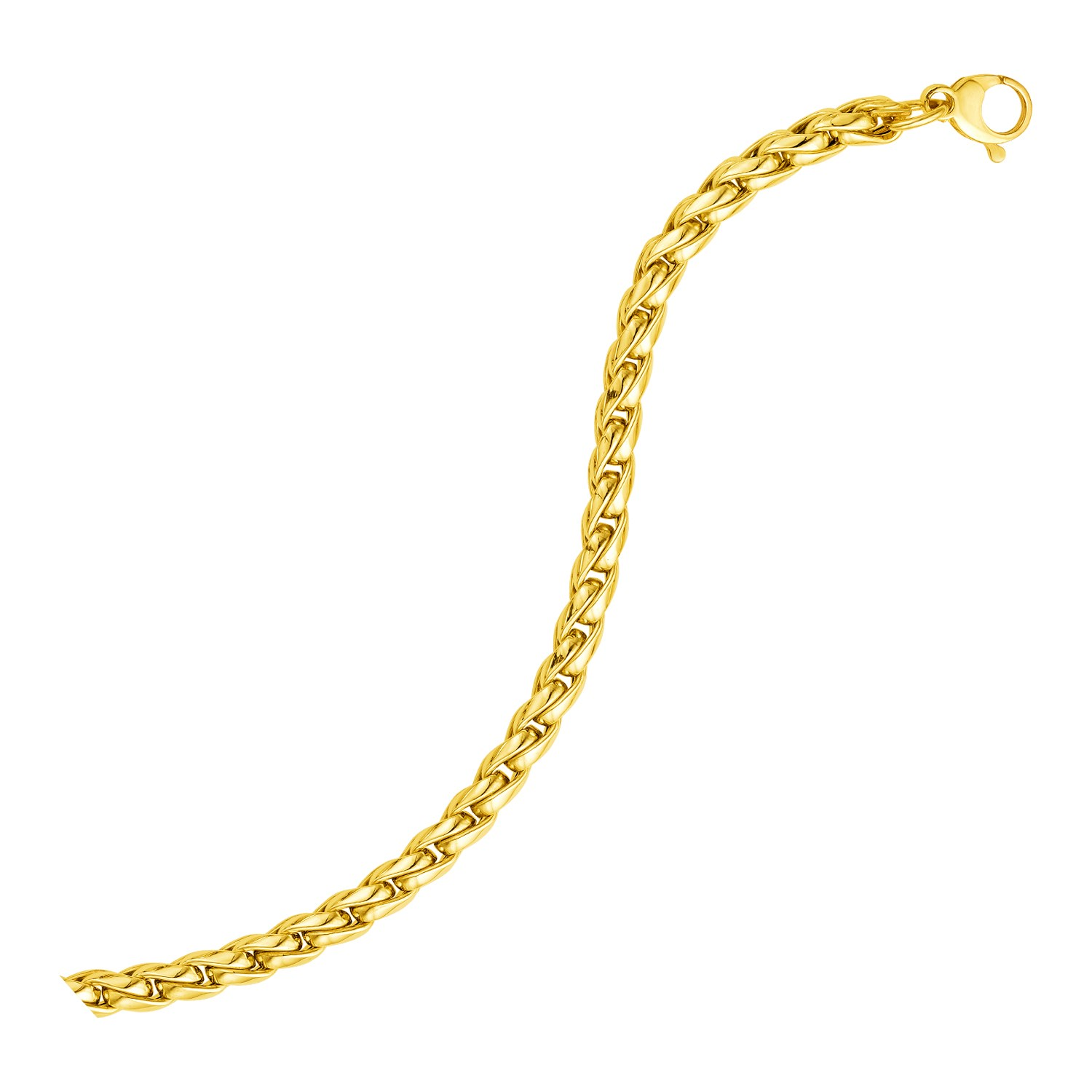 14k Yellow Gold 7 1/2 inch Round Curb Chain Bracelet - Selectique 