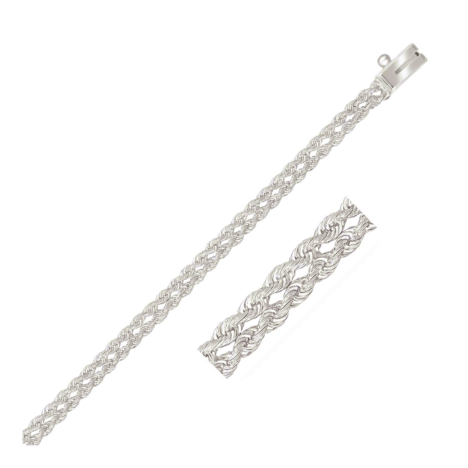 3.0 mm 14k White Gold Two Row Rope Bracelet - Selectique 