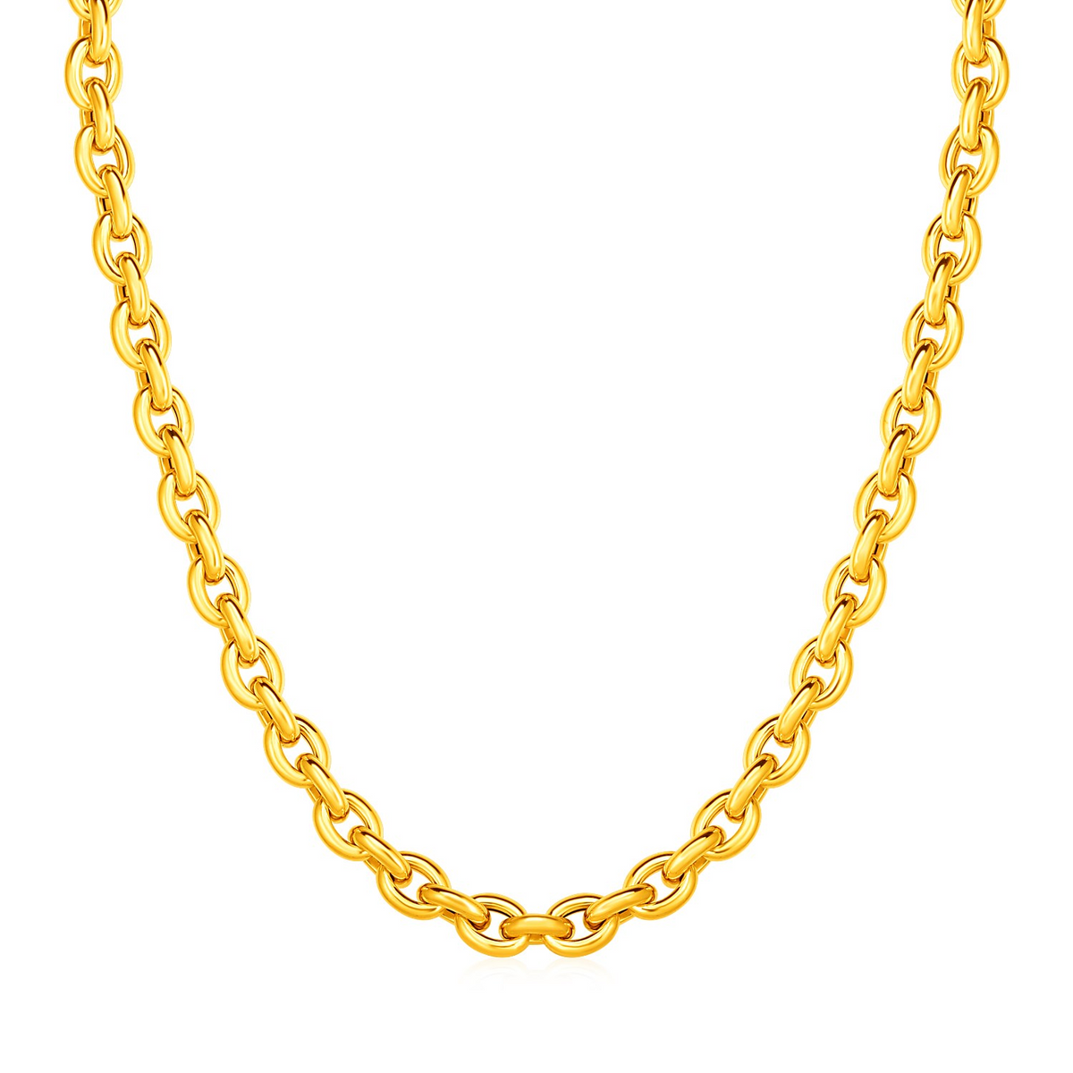 14k Yellow Gold Polished Oval Link Necklace - Selectique 