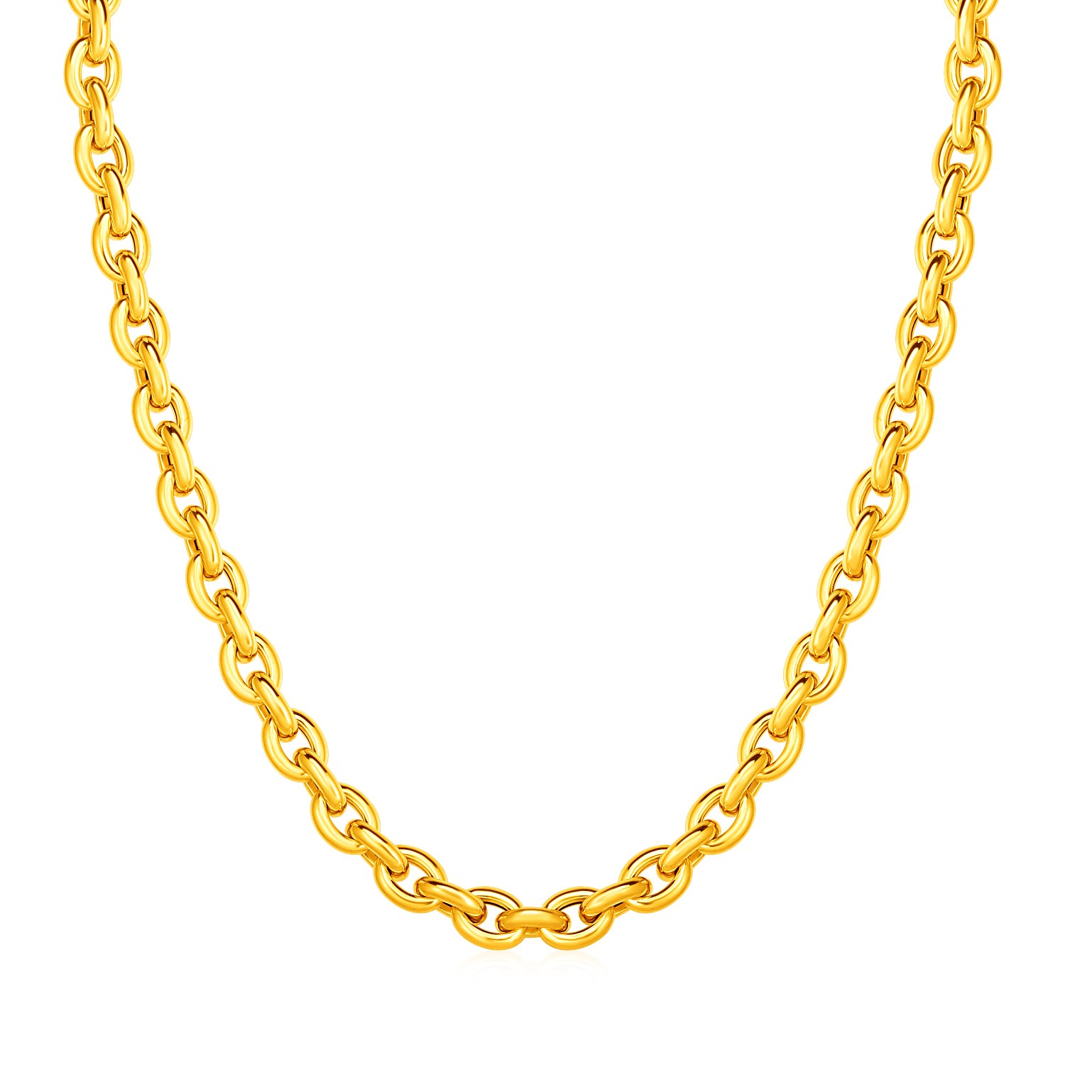 14k Yellow Gold Polished Oval Link Necklace - Selectique 