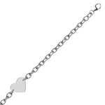 Sterling Silver Rhodium Plated Chain Bracelet with a Flat Heart Station - Selectique 