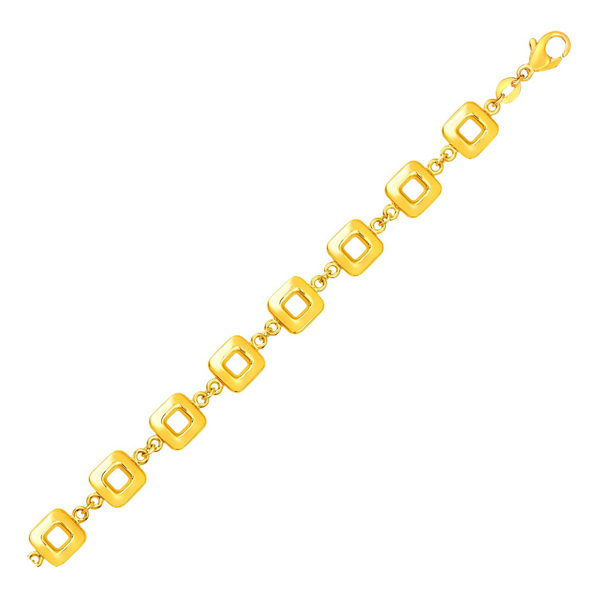 Bracelet with Shiny Square Links in 14k Yellow Gold - Selectique 