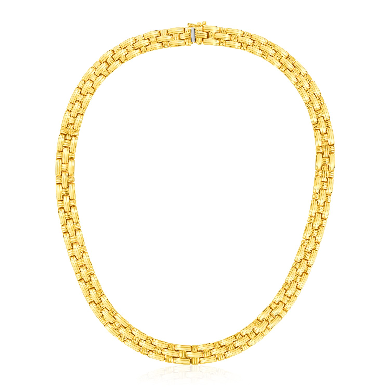 14k Yellow Gold Basket Weave Necklace - Selectique 