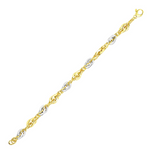 14k Two-Tone Gold Interlaced Smooth and Textured Link Bracelet - Selectique 