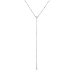 14k White Gold 20 inch Lariat Necklace with Diamonds - Selectique 