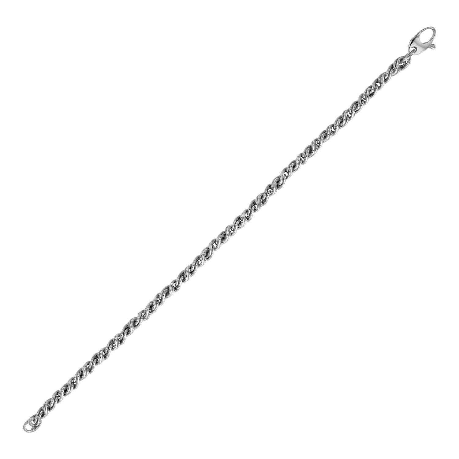 14k White Gold 7 1/2 inch Braid Link Bracelet - Selectique 