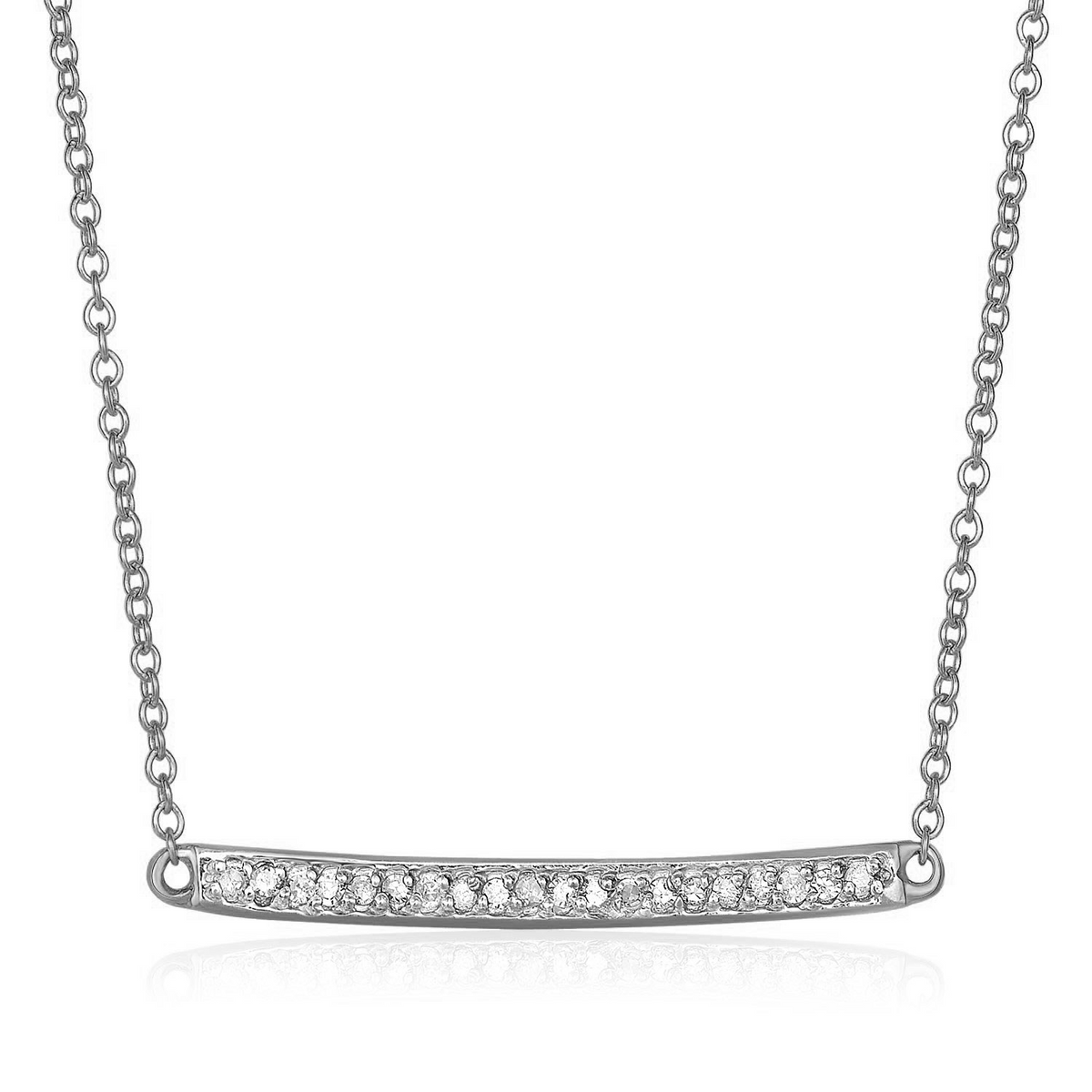 14k White Gold Necklace with Gold and Diamond Bar (1/10 cttw) - Selectique 