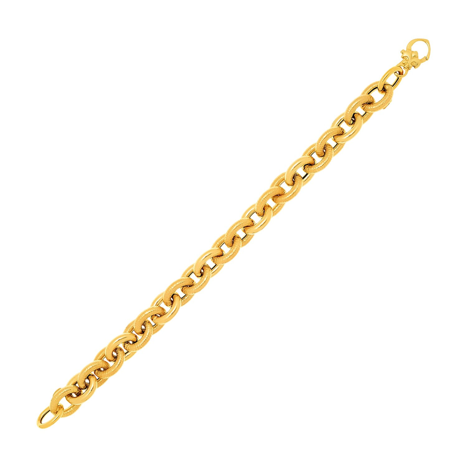 14k Yellow Gold Textured Cable Chain Style Bracelet - Selectique 