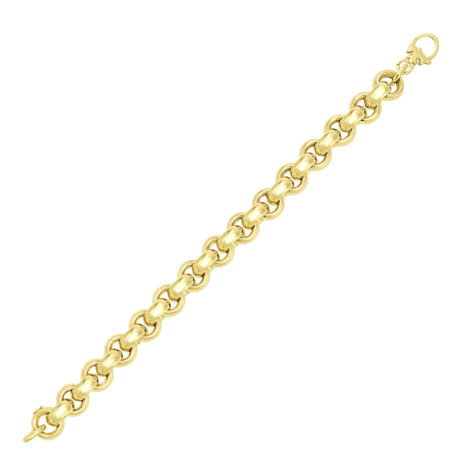 14k Yellow Gold Thick Smooth Rolo Style Bracelet - Selectique 