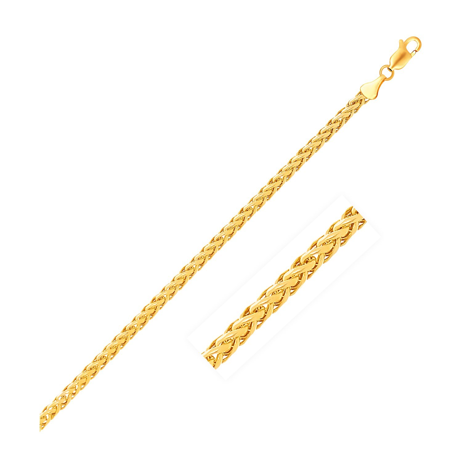 4.1mm 14k Yellow Gold Diamond Cut Round Franco Bracelet - Selectique 