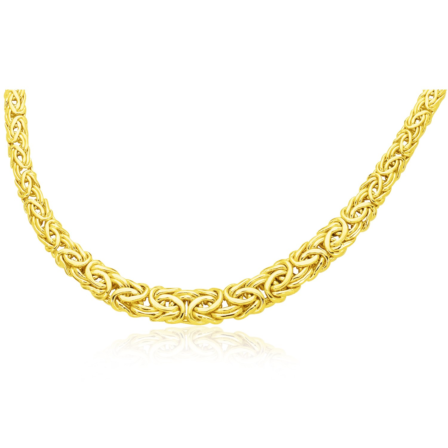 14k Yellow Gold Byzantine Chain Graduated Style Necklace - Selectique 