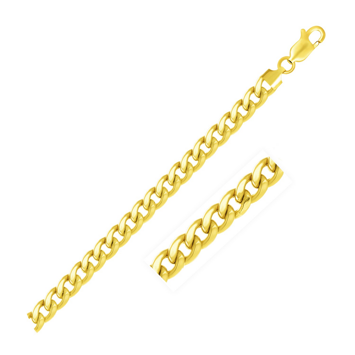 6.7mm 10k Yellow Gold Light Miami Cuban Bracelet - Selectique 