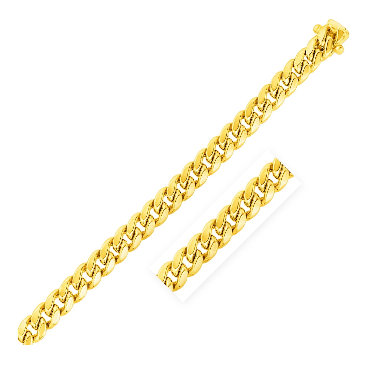 9.0mm 14k Yellow Gold Semi Solid Miami Cuban Bracelet - Selectique 