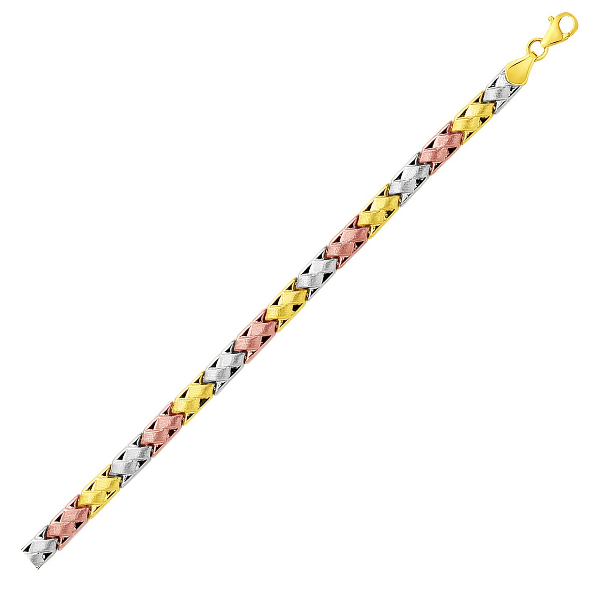 14k Tri-Color Gold Weave Design Bracelet - Selectique 