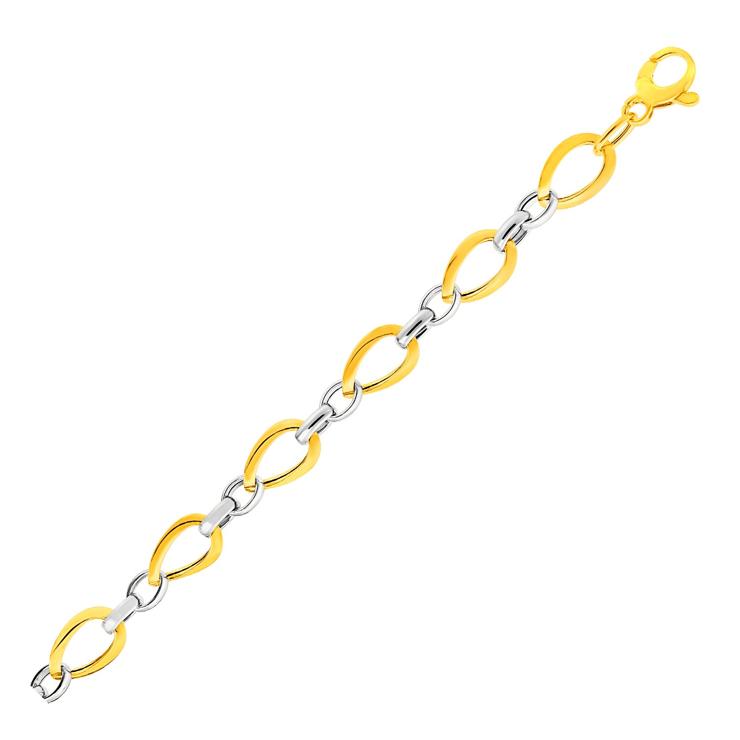 Twisted Oval Chain Bracelet in 14k Two Tone Gold - Selectique 