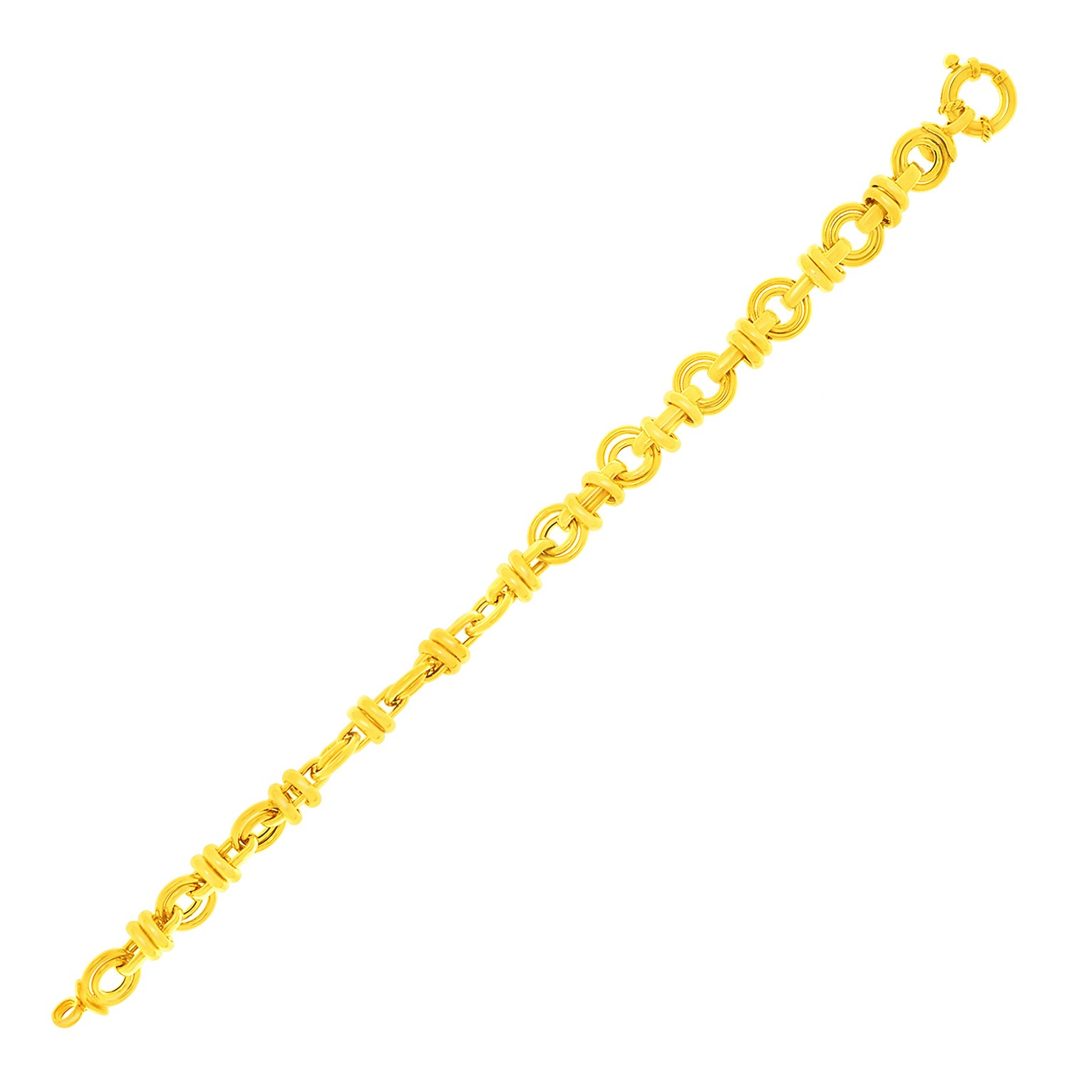 14k Yellow Gold Dual Round Link Interlaced Bracelet - Selectique 