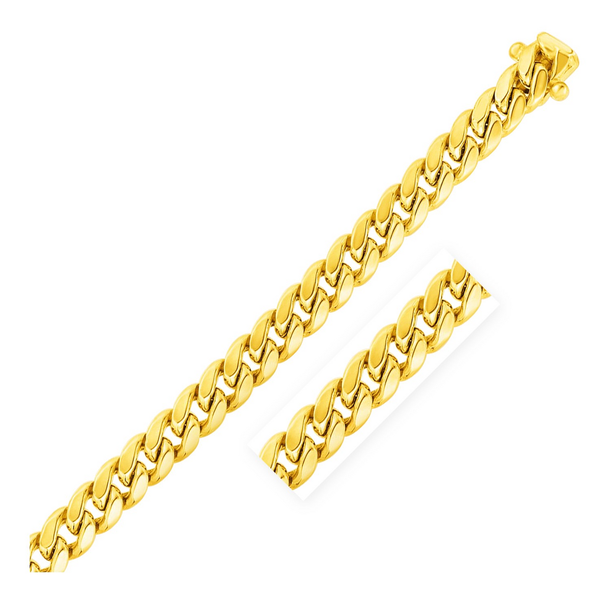 10.5mm 14k Yellow Gold Semi Solid Miami Cuban Bracelet - Selectique 