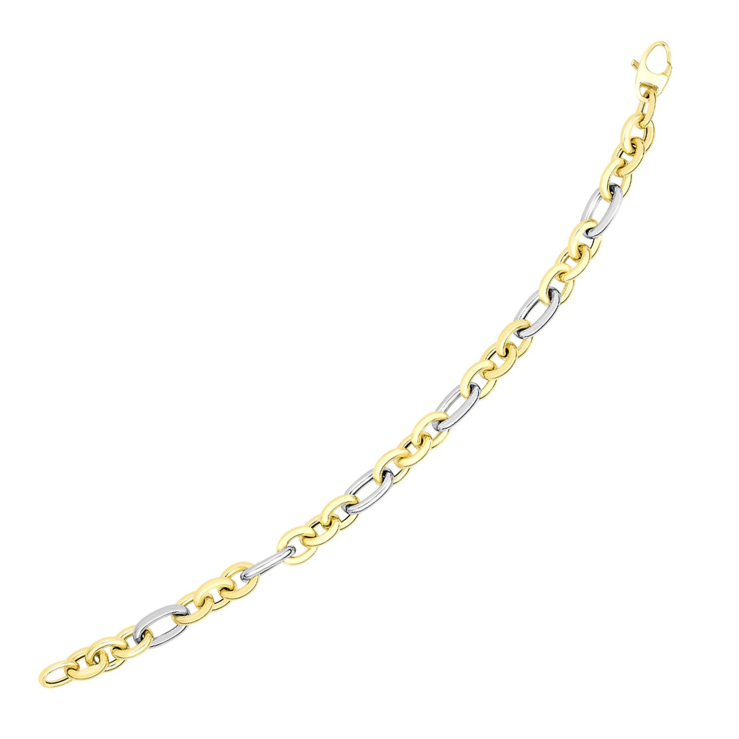 14k Two-Tone Gold Long and Short Style Oval Link Bracelet - Selectique 