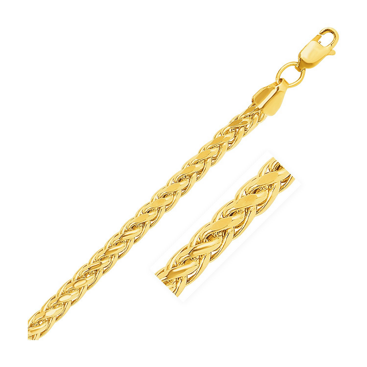 5.2mm 14k Yellow Gold Diamond Cut Round Franco Bracelet - Selectique 