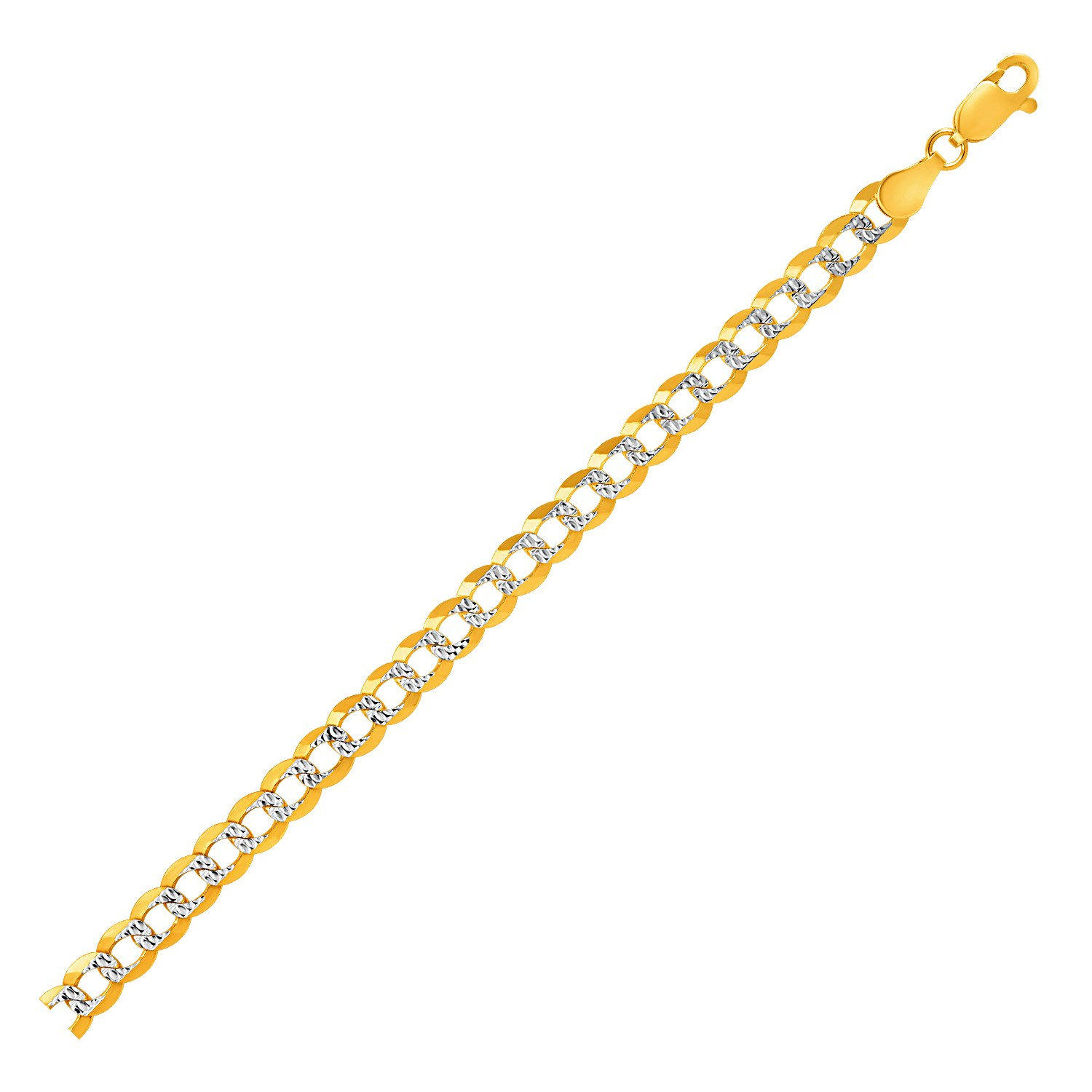 5.7mm 14k Two Tone Gold Pave Curb Bracelet - Selectique 