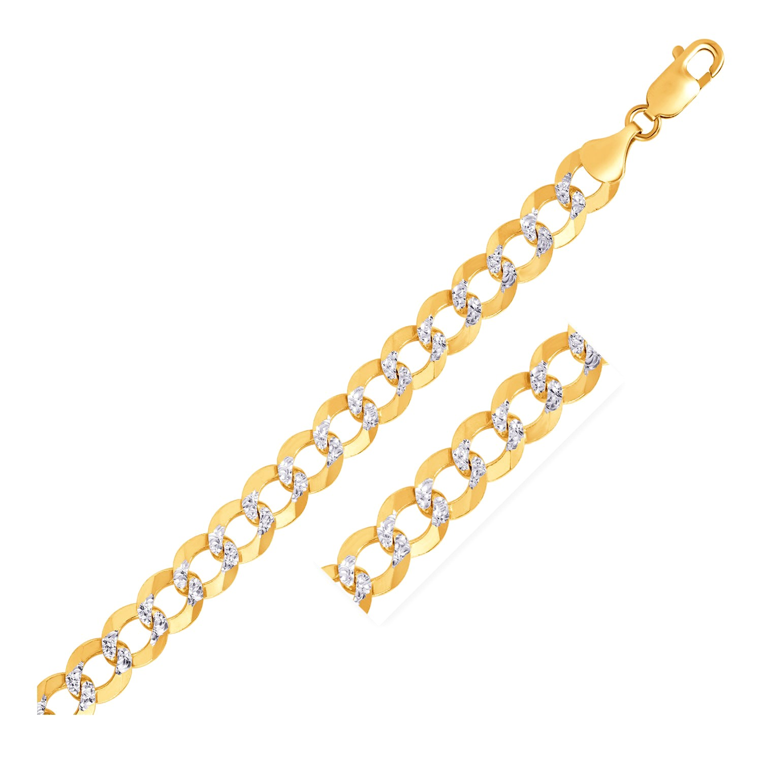 10 mm 14k Two Tone Gold Pave Curb Bracelet - Selectique 