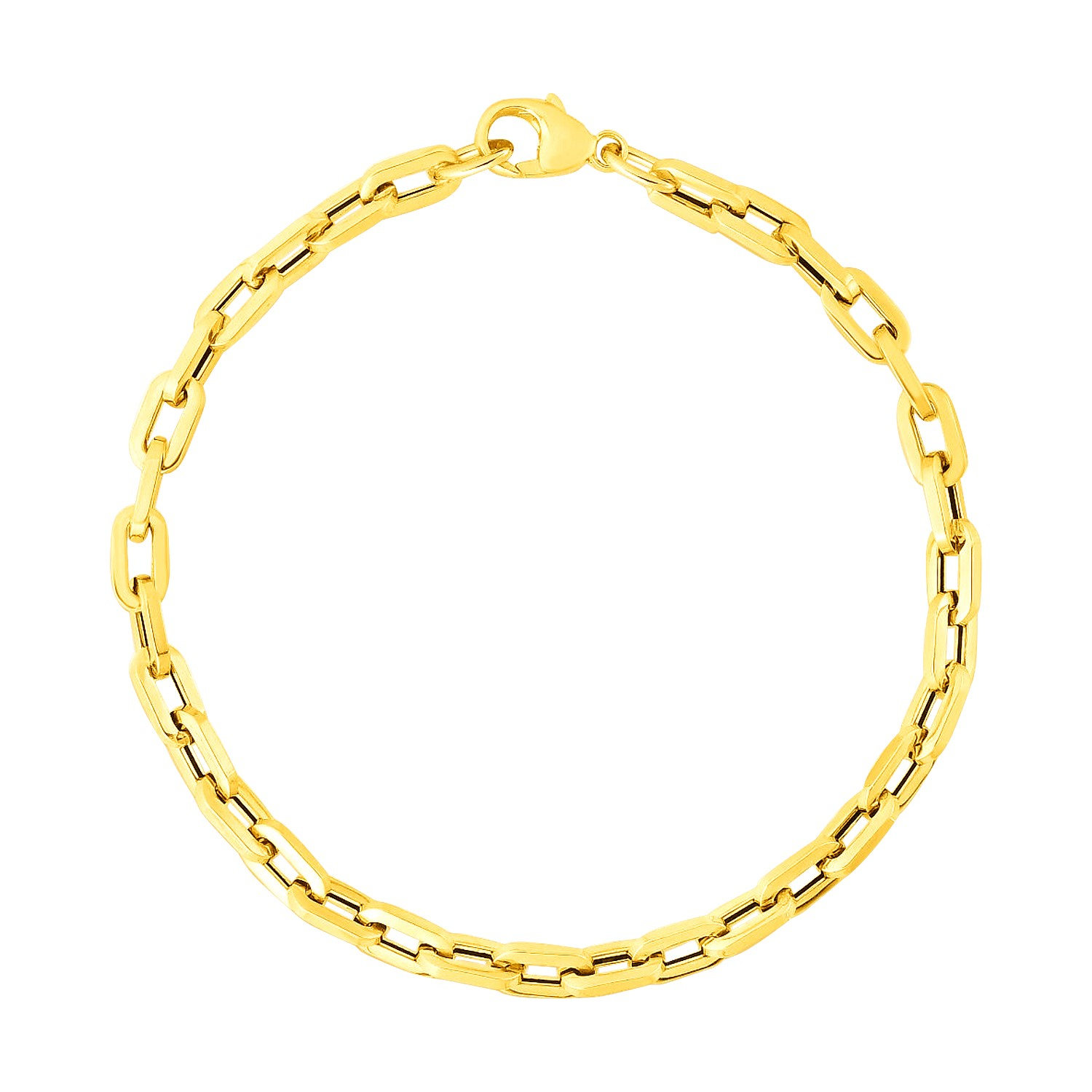 14k Yellow Gold 7 1/2 inch Paperclip Chain Bracelet with Three Diamond Links - Selectique 